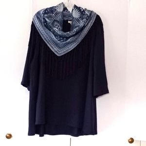Style & Co. Women's Detachable Scarf Tunic Blouse - Size (3X) - Blue